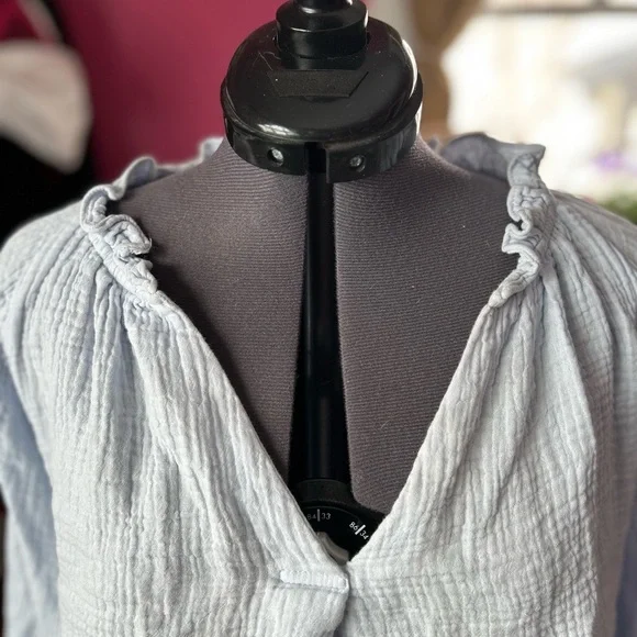 MARBLE Soft Blue Ruffled Blouse - Picture 6 of 8